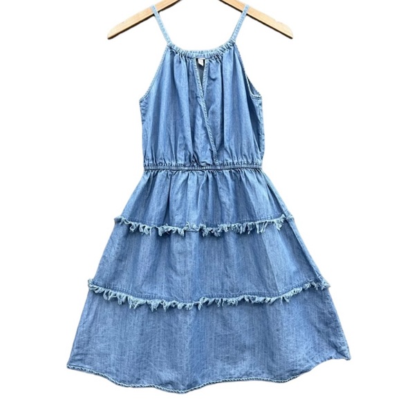 Spenser Jeremy - Women’s Frayed Edge Tiered Denim Dress - Picture 2 of 6